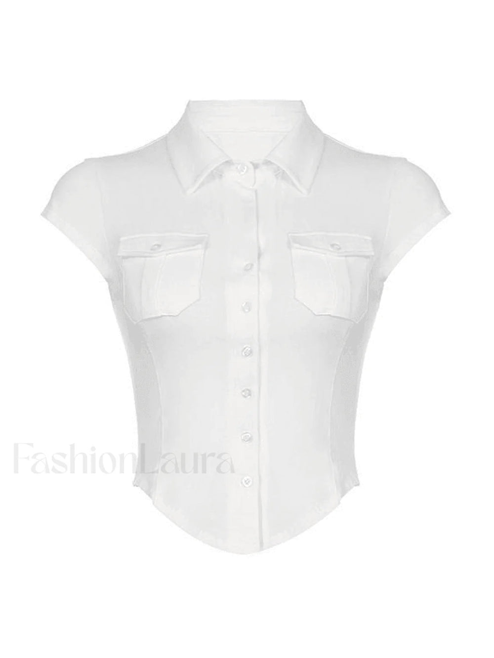 Pocket Cropped Blouse Shirts