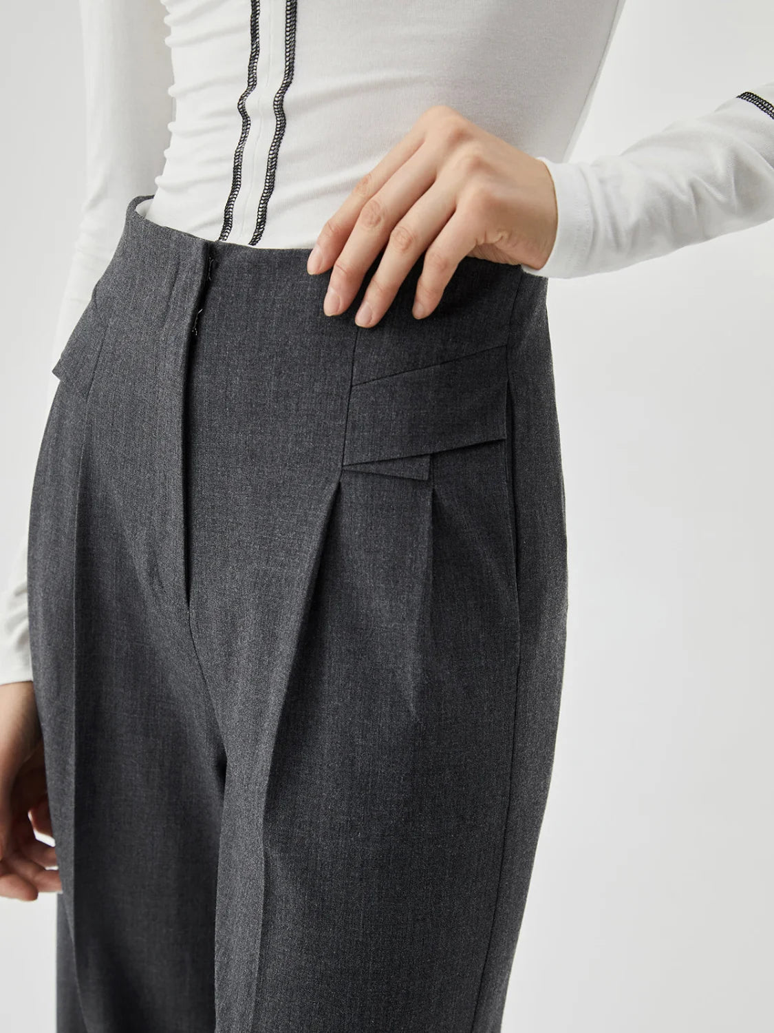Pocket Pleated Straight Trendy Leg Dress Pants Secondary image