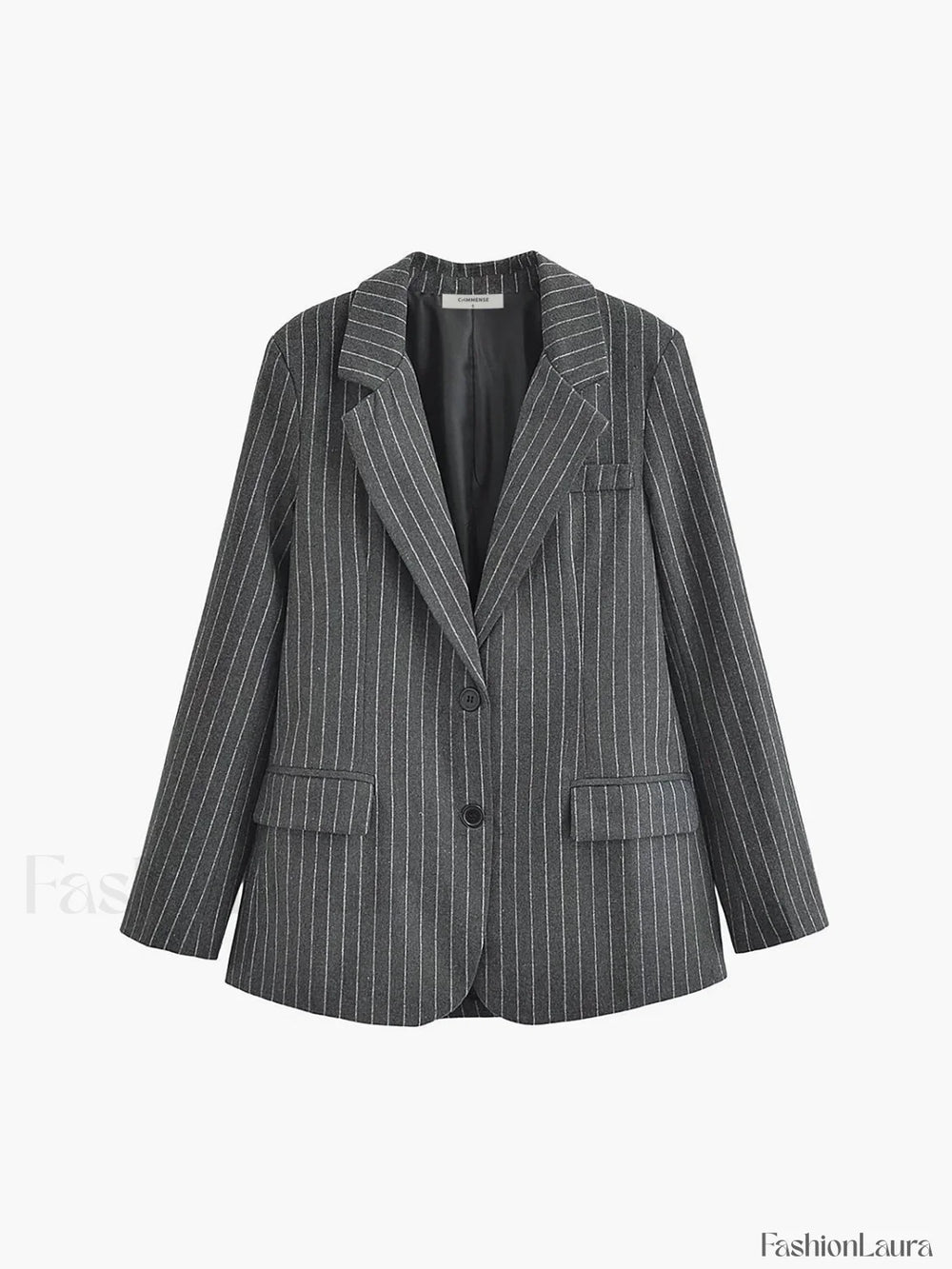 Pocket Stripe Graceful Collar Blazer Blazers