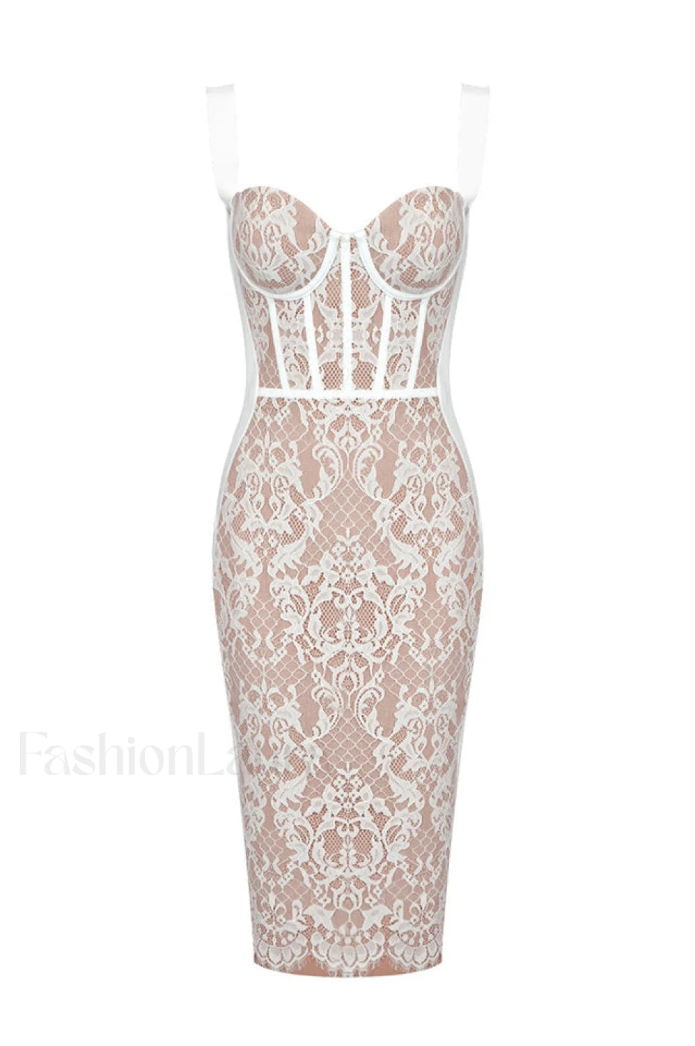 Poem Sling Stylish Dress With Lace XS / White