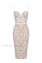 Poem Sling Stylish Dress With Lace XS / White