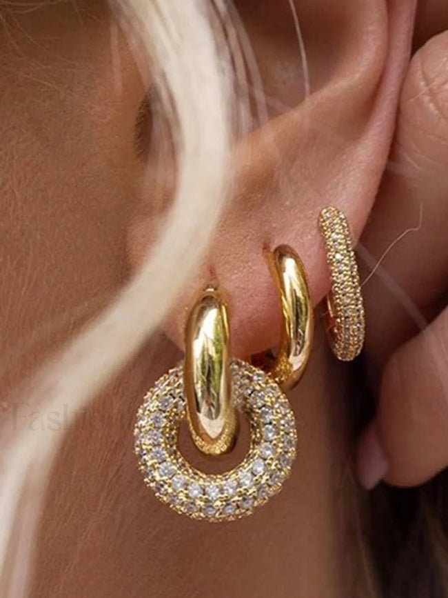 Polished Double Graceful Hoop Earrings Gold / One Size Earrings Main image