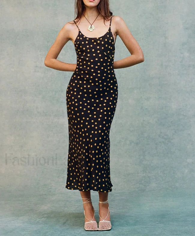Polka Dot Backless Midi Dress Main image