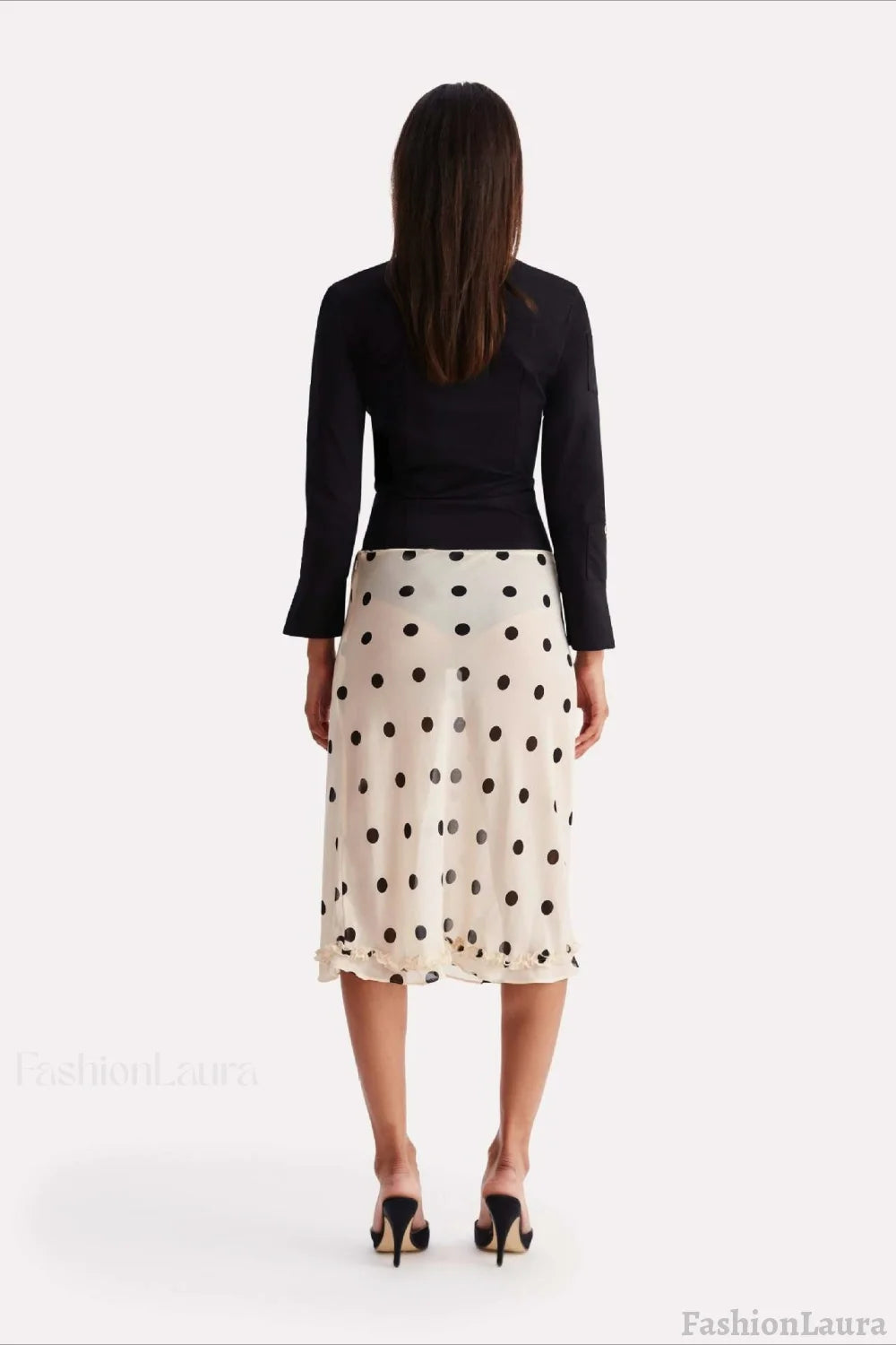 Polka Dot High Waist A-Line Skirt