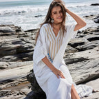 Polka Dot Long Sleeve Shirt Cover Up WHITE / One Size