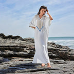 Polka Dot Long Sleeve Shirt Cover Up WHITE / One Size