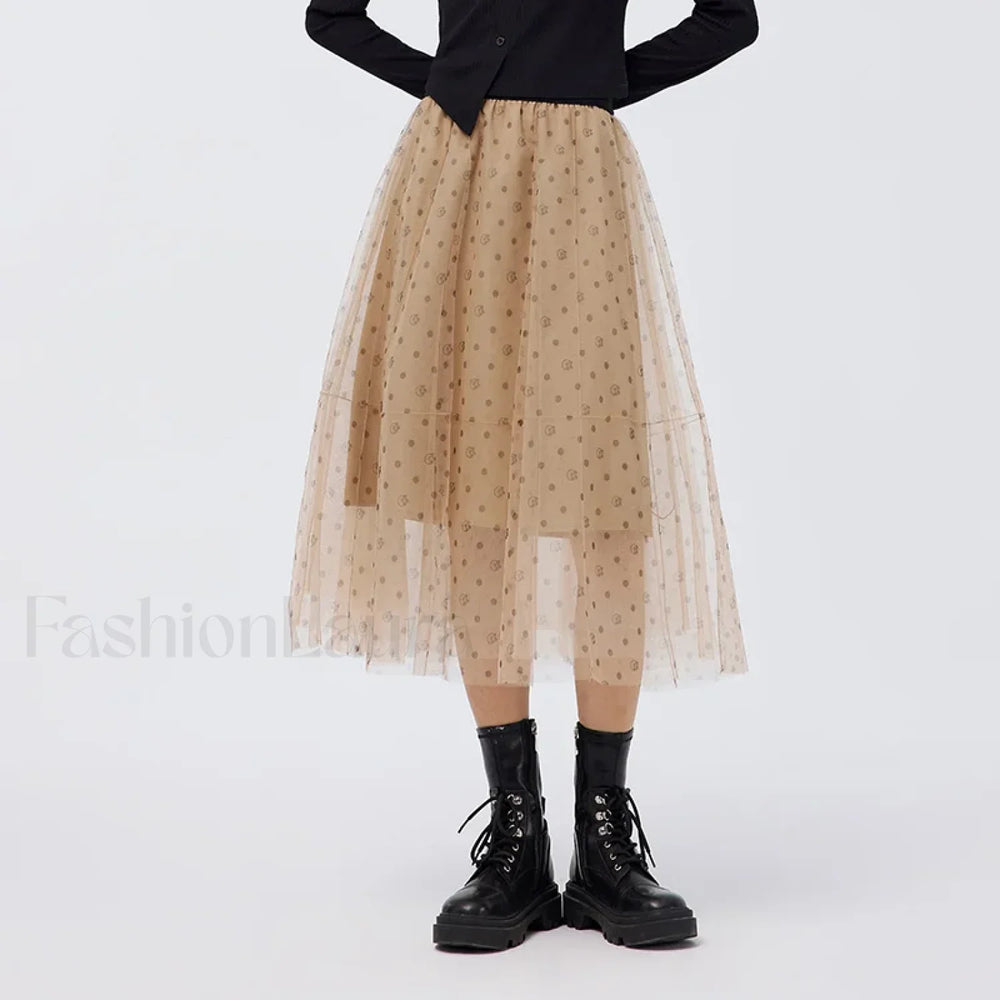 Polka Dot Mesh Umbrella Skirt