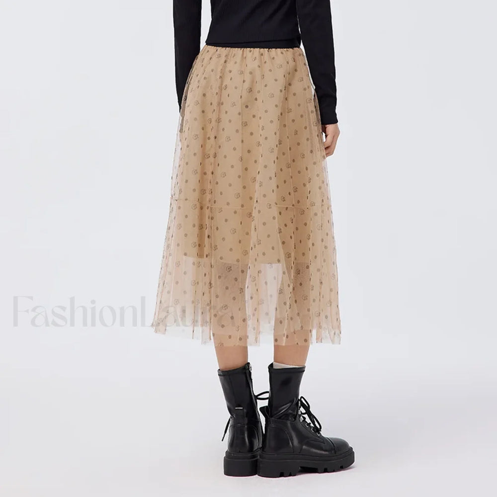 Polka Dot Mesh Umbrella Skirt