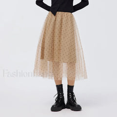 Polka Dot Mesh Umbrella Skirt