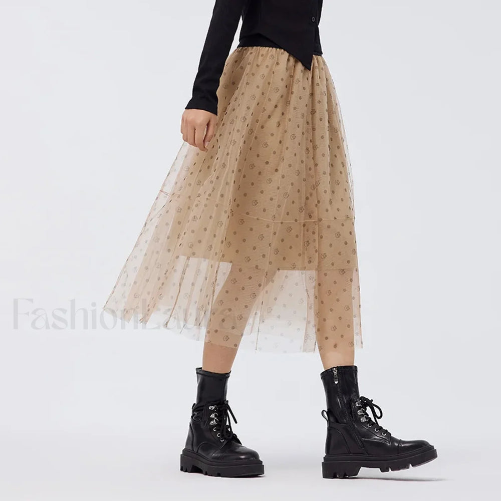 Polka Dot Mesh Umbrella Skirt