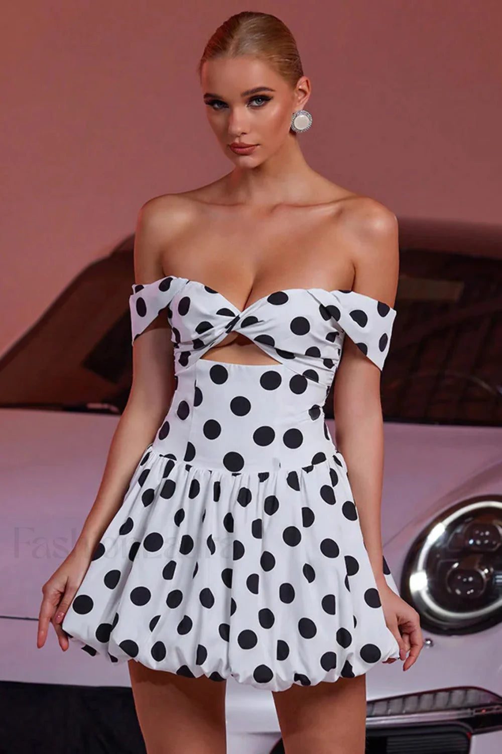Polka Dot Printed Tube Top Backless Vacation Mini Dress Polka Dots / XS Main image