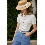 Polo Knit Slim Fit T Shirt White / S