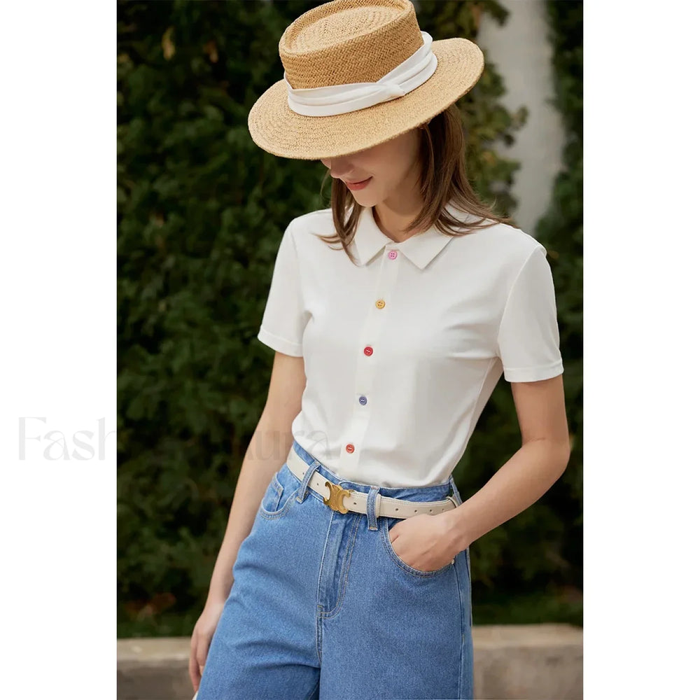 Polo Knit Slim Fit T Shirt White / S