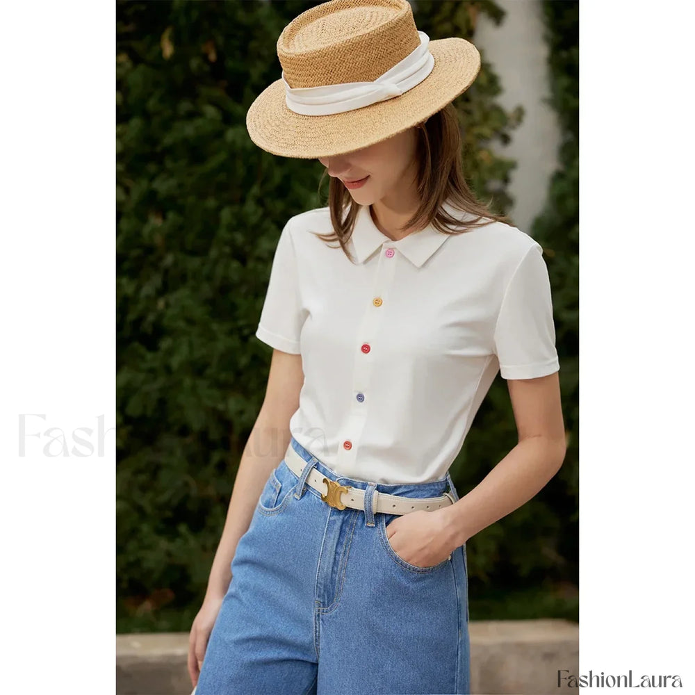 Polo Knit Slim Fit T Shirt White / S