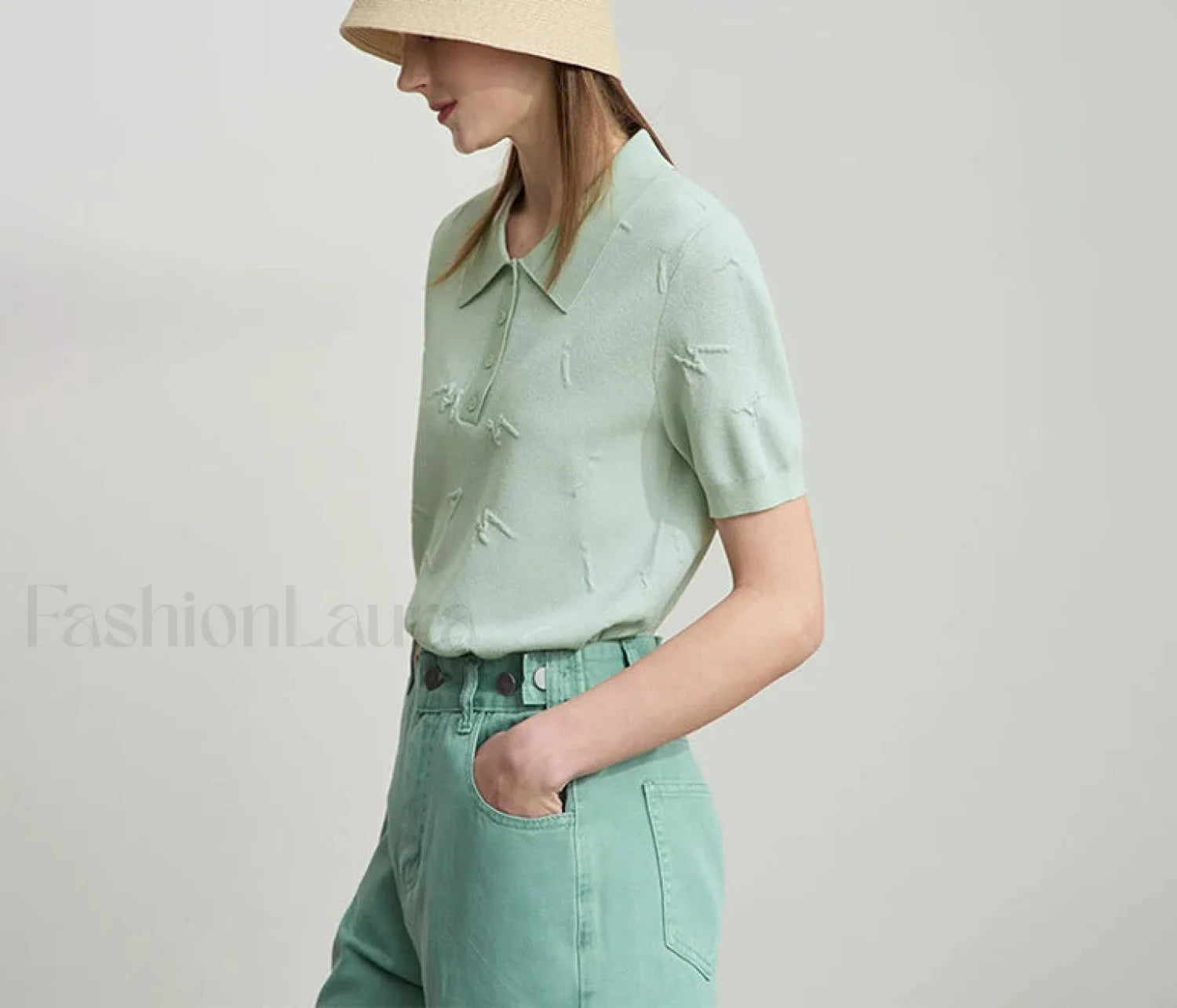 Polo Letter Knitted T Shirt Green / S Main image