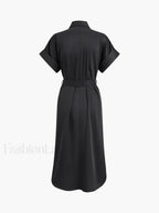 Polo Pockets Graceful Tied Midi Dress Dresses