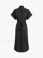Polo Pockets Graceful Tied Midi Dress Dresses