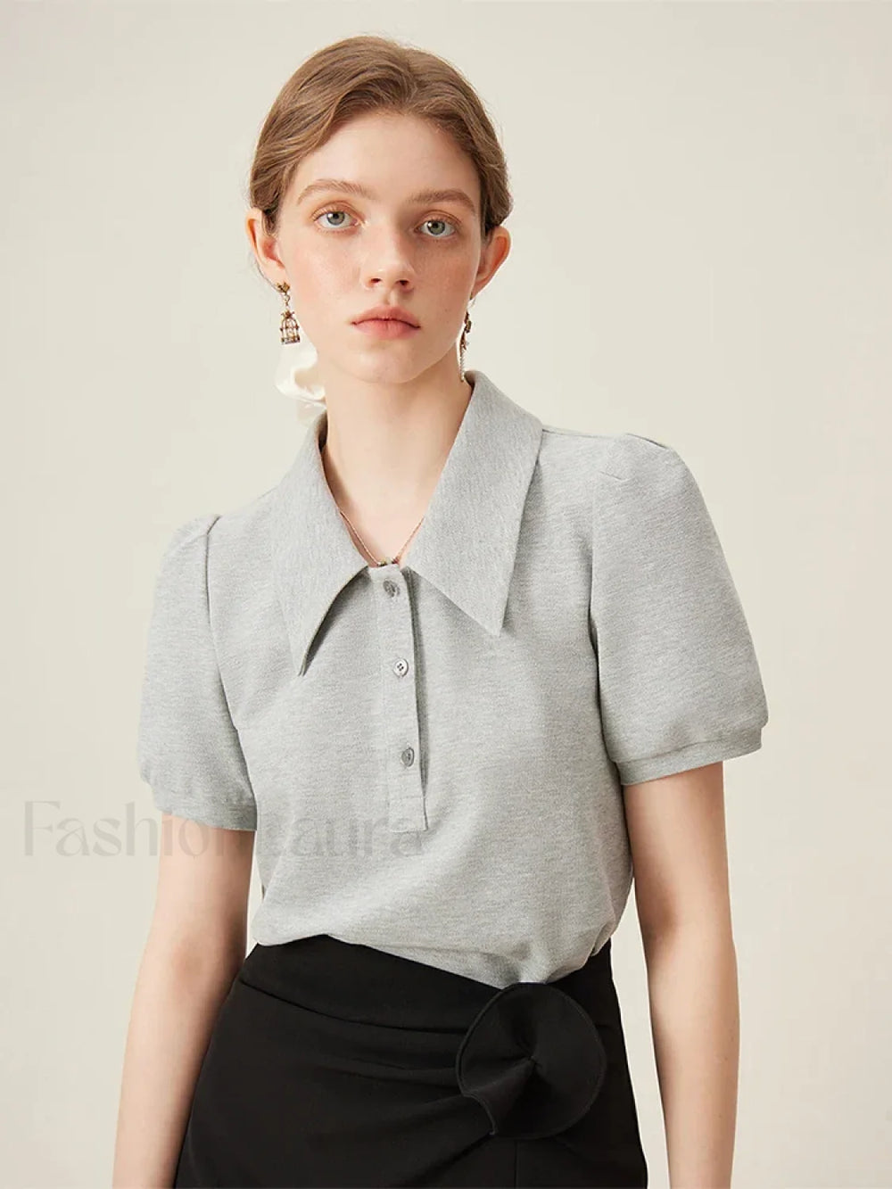 Polo Stripe Grey Summer T Shirt GRAY / S