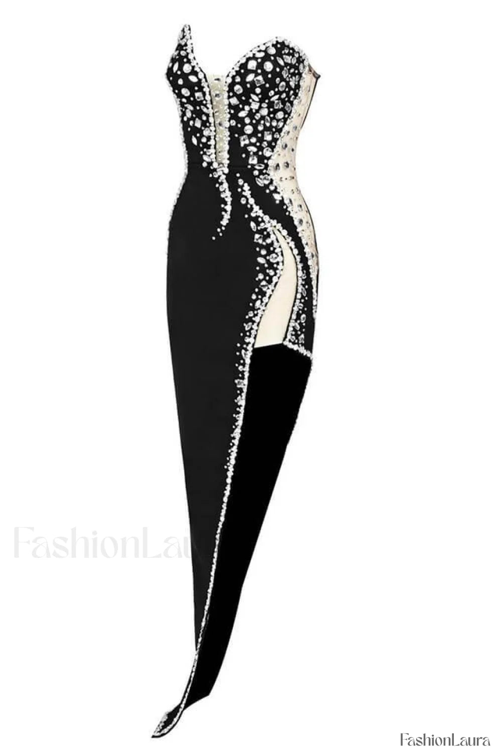 Porsha Diamonate Strapless Charming Maxi Bandage Dress