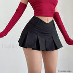 Preppy Micro Mini A line Skirt Black / S