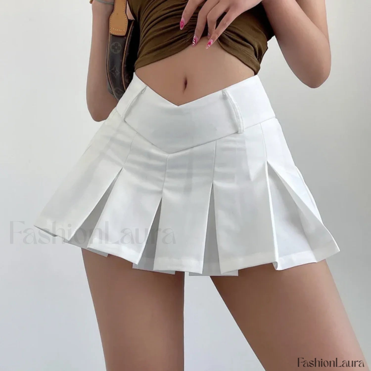 Preppy Micro Mini A line Skirt WHITE / S
