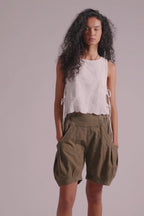 High Waist Utility Wide Leg Loose Fit Shorts