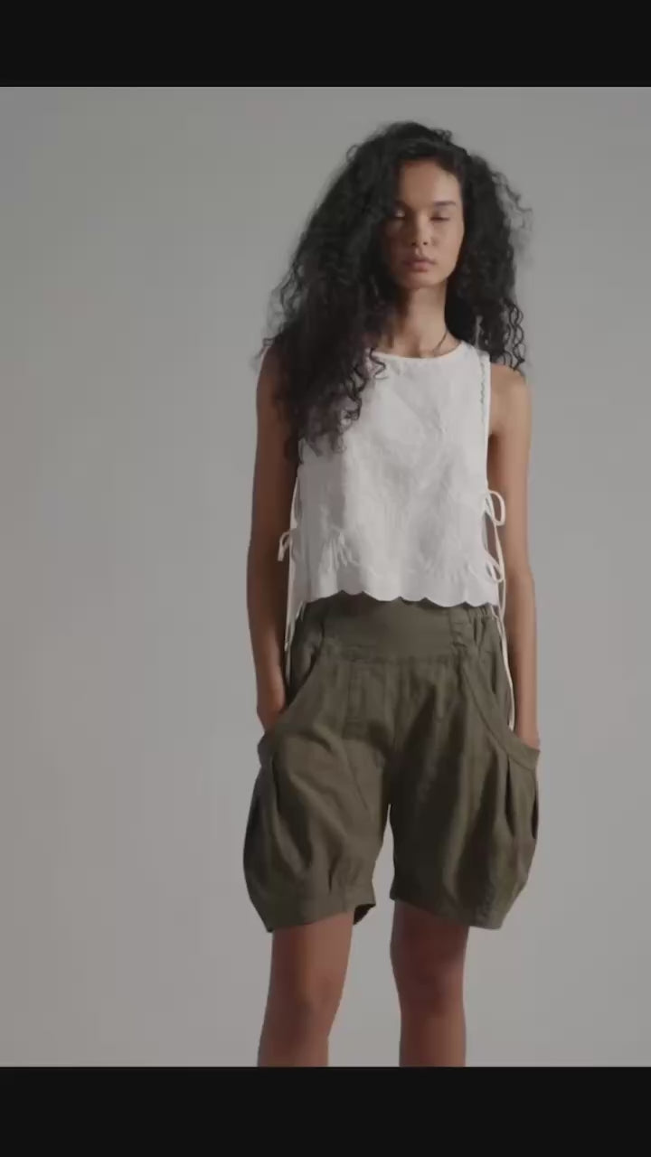 High Waist Utility Wide Leg Loose Fit Shorts