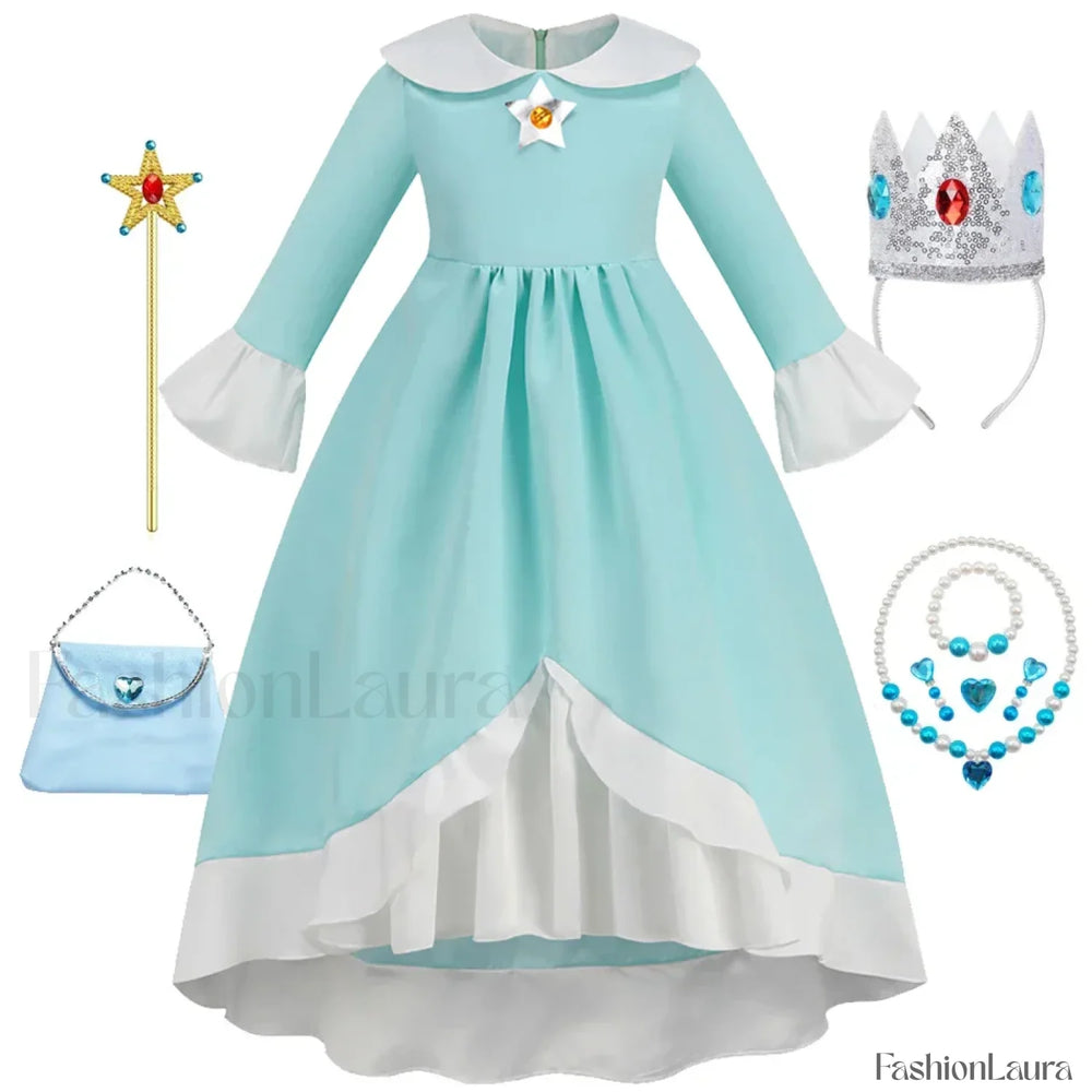 Princess Cosplay Peach Dress Accessories Role Play Carnival Birthday Kid Costume 2T (Tag 100) / Rosalina Dress B