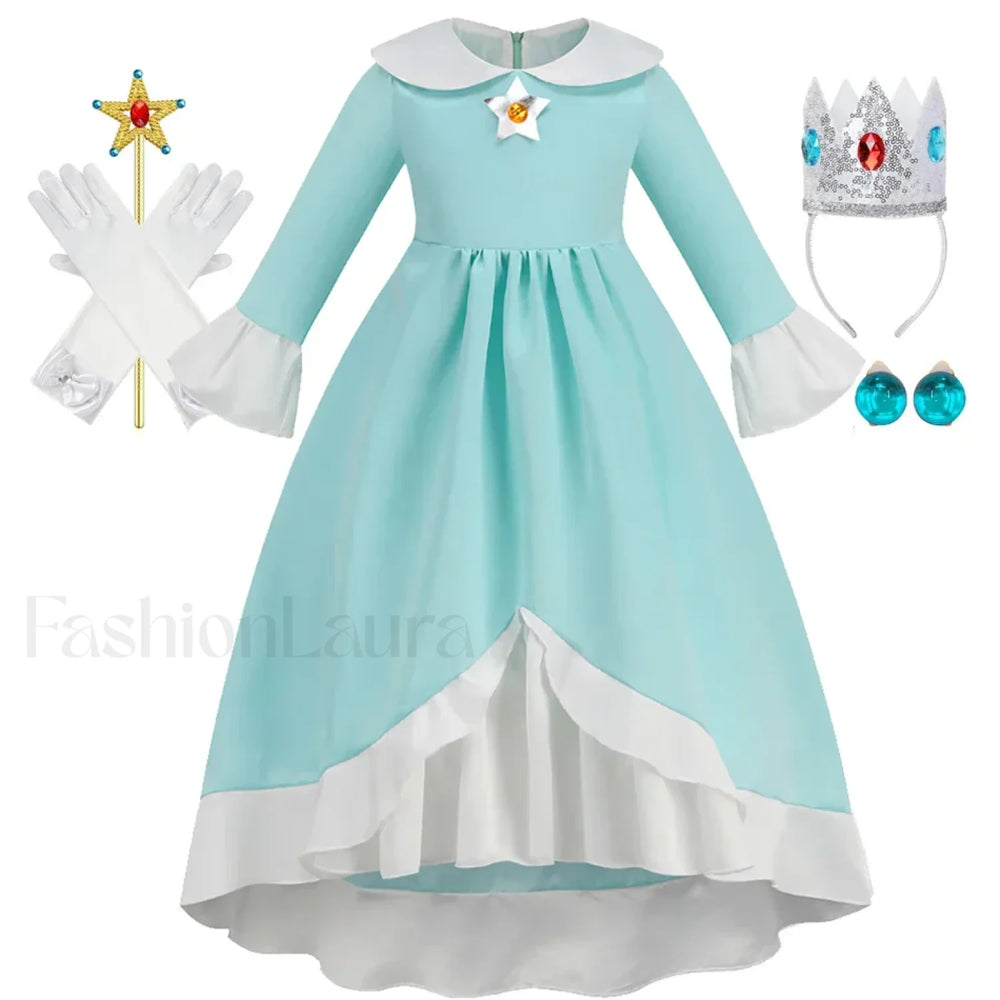 Princess Cosplay Peach Dress Accessories Role Play Carnival Birthday Kid Costume 2T (Tag 100) / Rosalina Dress C