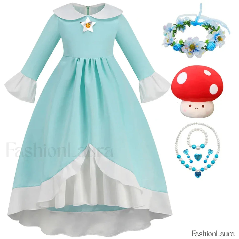 Princess Cosplay Peach Dress Accessories Role Play Carnival Birthday Kid Costume 2T (Tag 100) / Rosalina Dress D