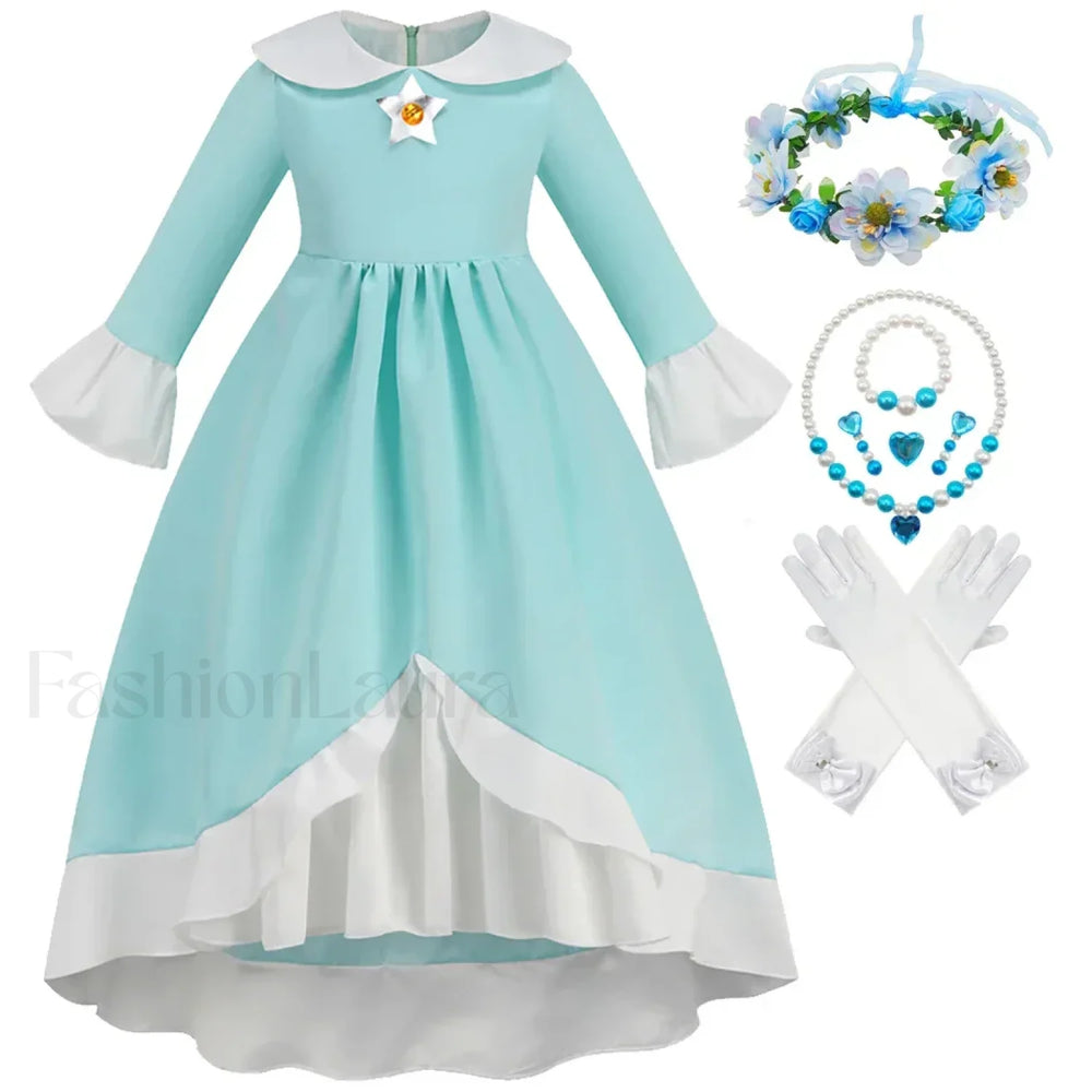 Princess Cosplay Peach Dress Accessories Role Play Carnival Birthday Kid Costume 2T (Tag 100) / Rosalina Dress E