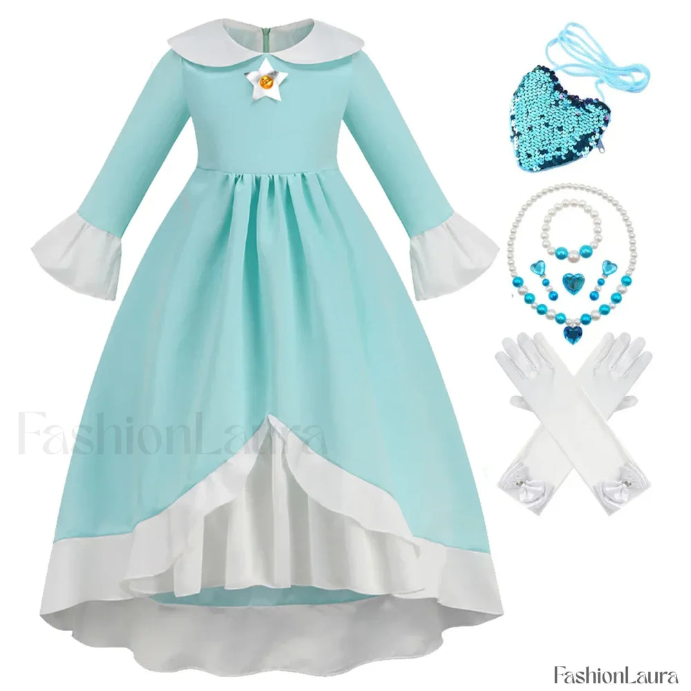 Princess Cosplay Peach Dress Accessories Role Play Carnival Birthday Kid Costume 2T (Tag 100) / Rosalina Dress F