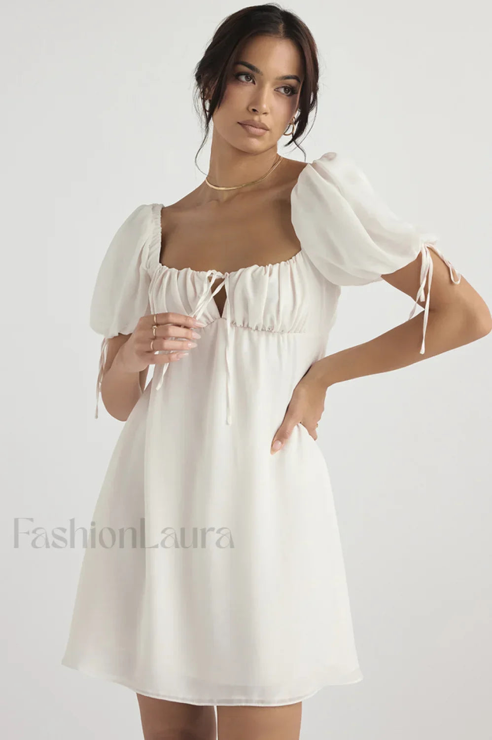 Princess Georgette Stylish Mini Dress XS / Ivory