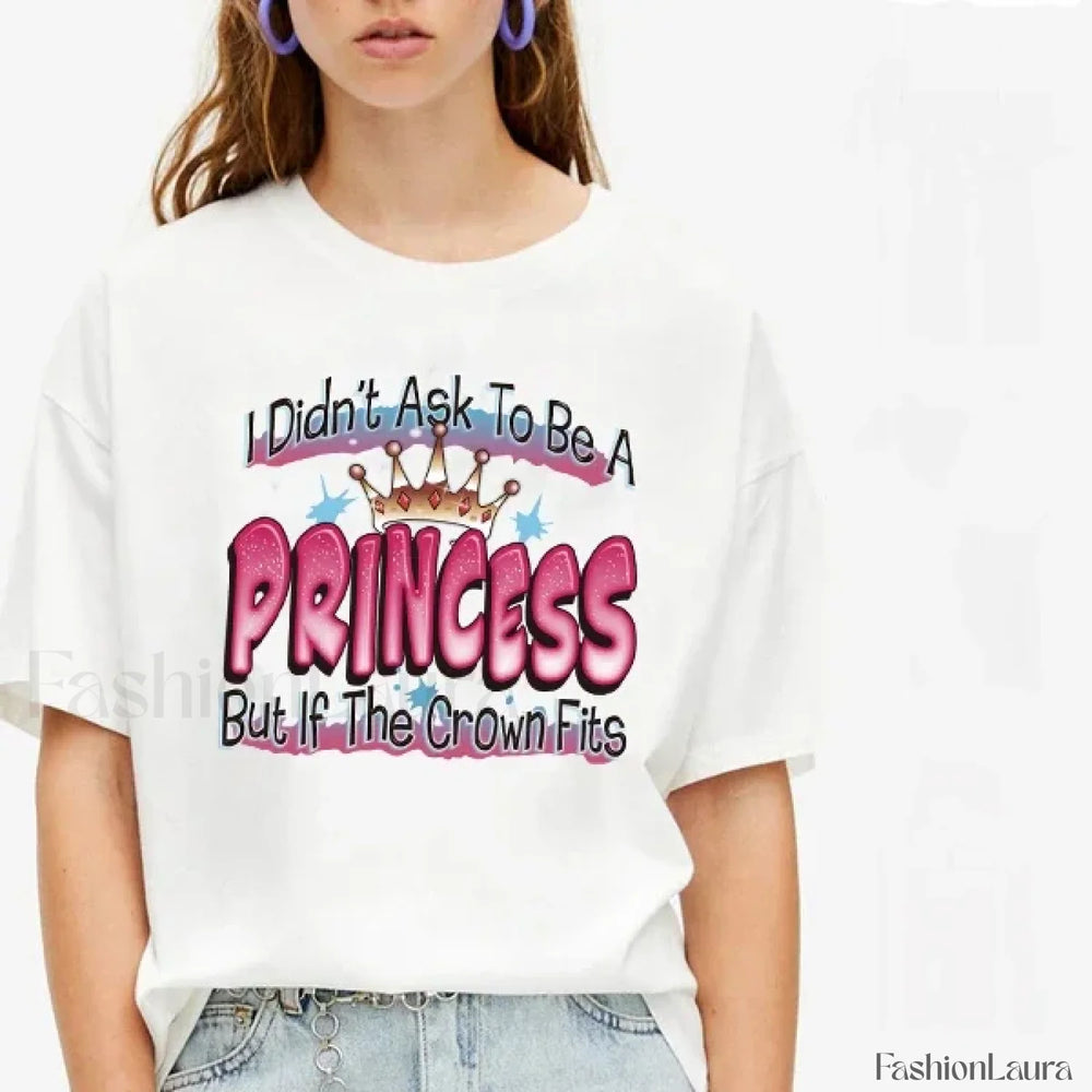Princess Letter Print Harajuku Aesthetic T Shirt WHITE / M