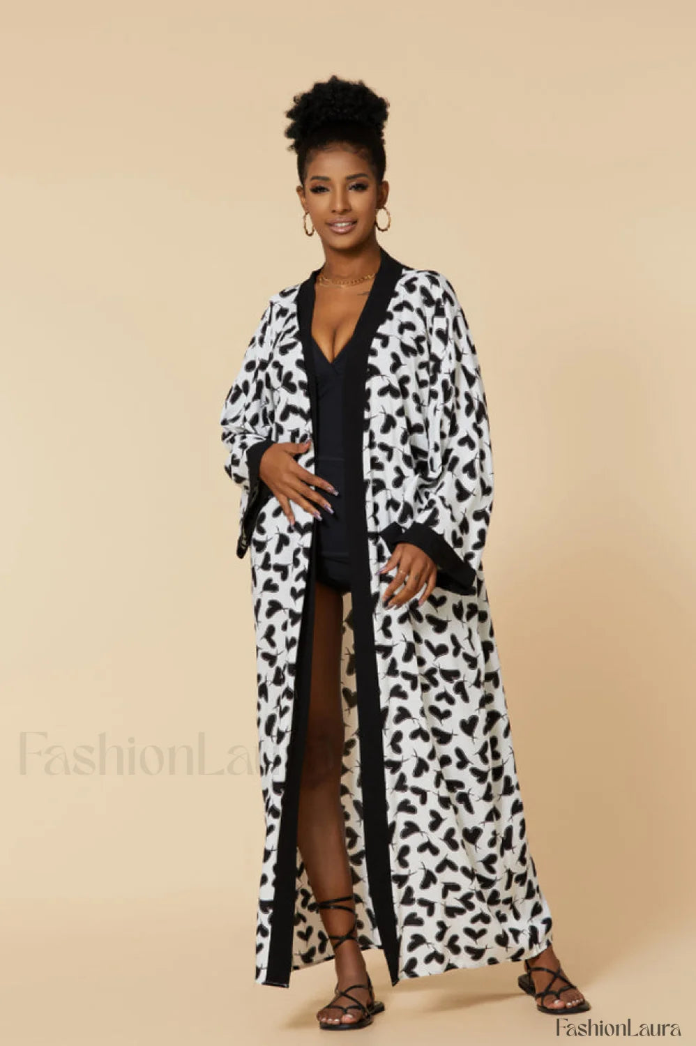 Print Belted Stylish Kimono Dress