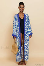 Print Belted Stylish Kimono Dress Free Size / 3#