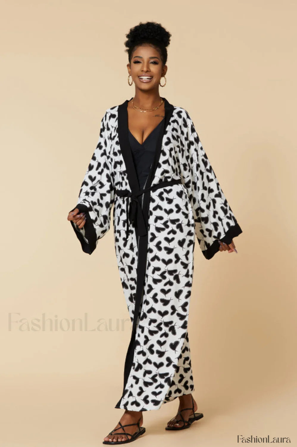 Print Belted Stylish Kimono Dress Free Size / 5#