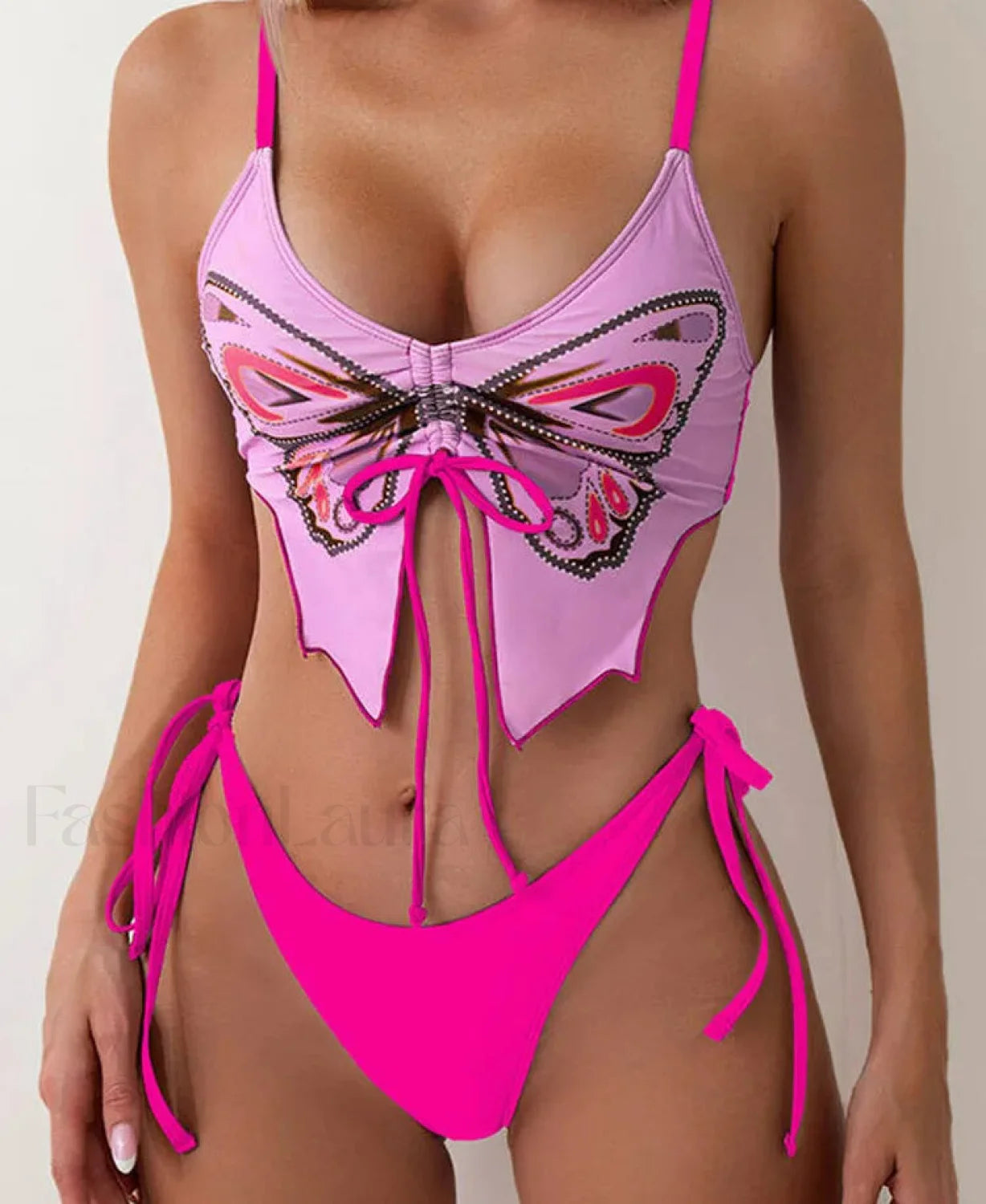 Print Tied High Cut Push Up Bikini Set Main image