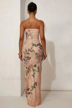 Printed Backless Tube Top Bodycon Maxi Dress