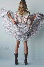 Printed Chiffon Short Sleeve Boho Dress