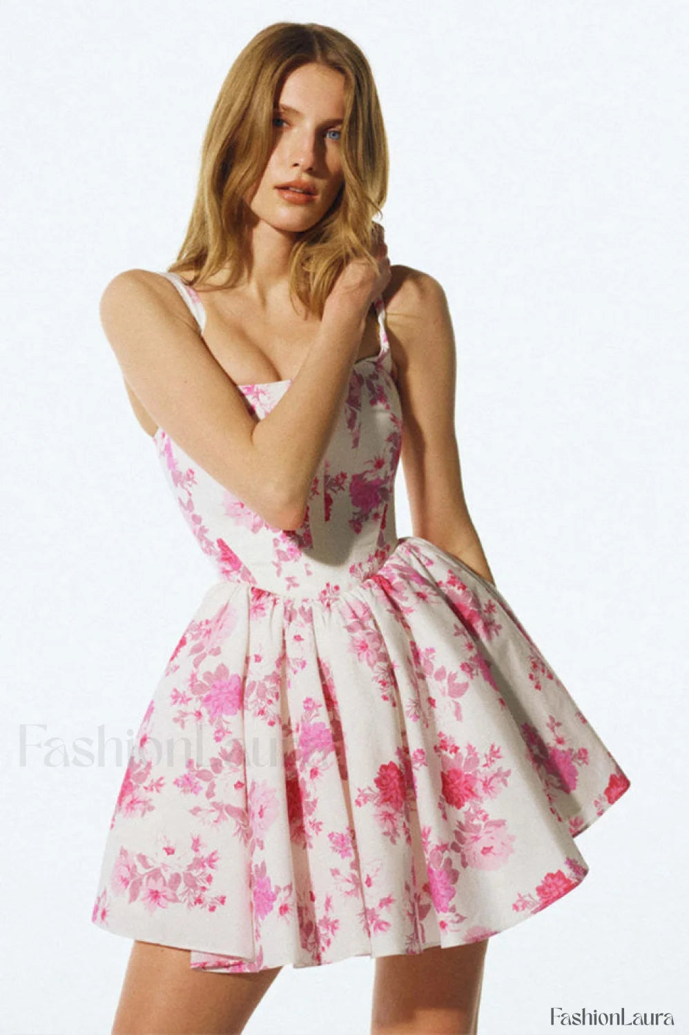 Printed Corest Stylish Mini Cami Dress S / Pink