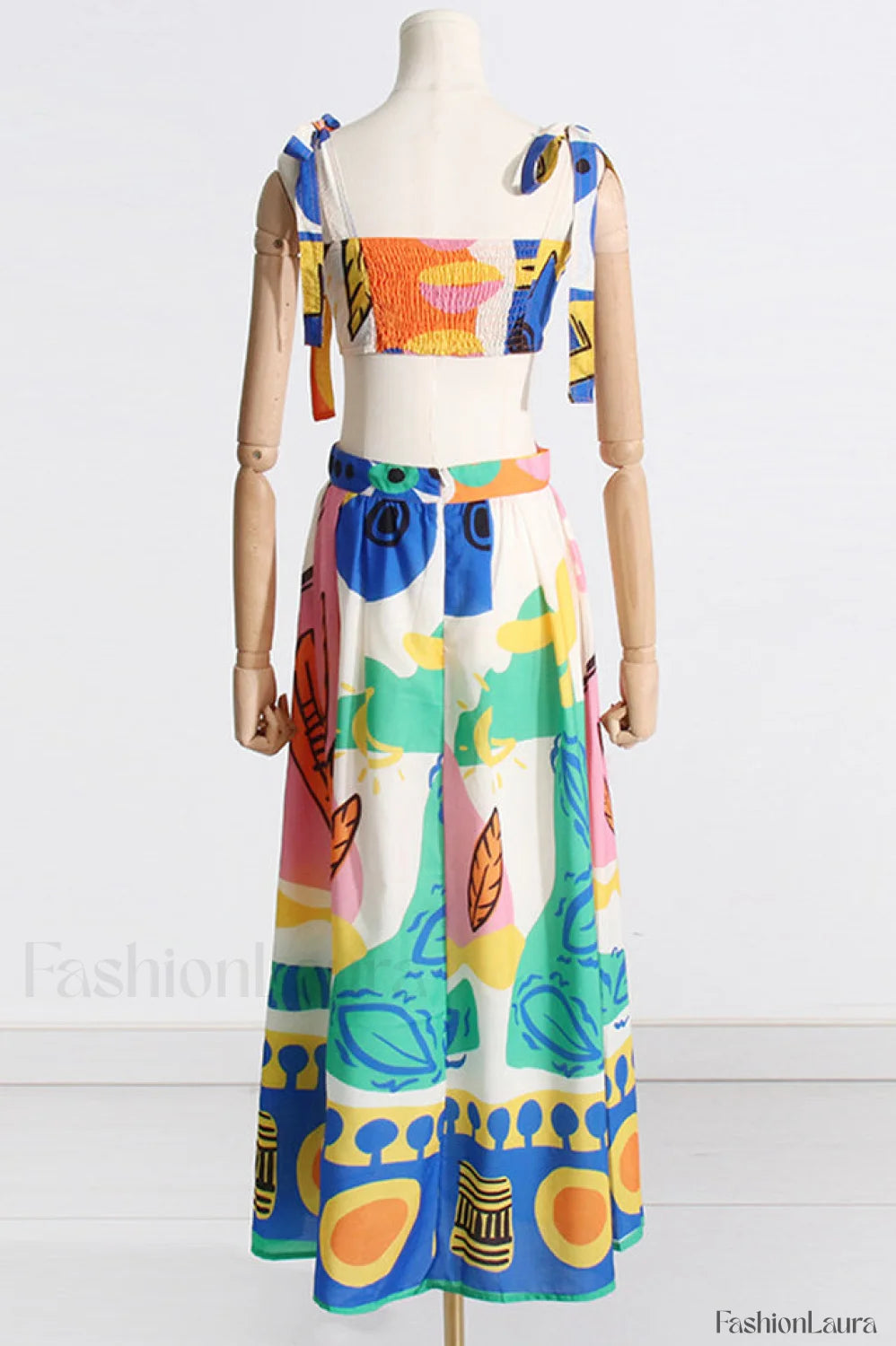 Printed Crop Top Charming + Midi Skirt Set