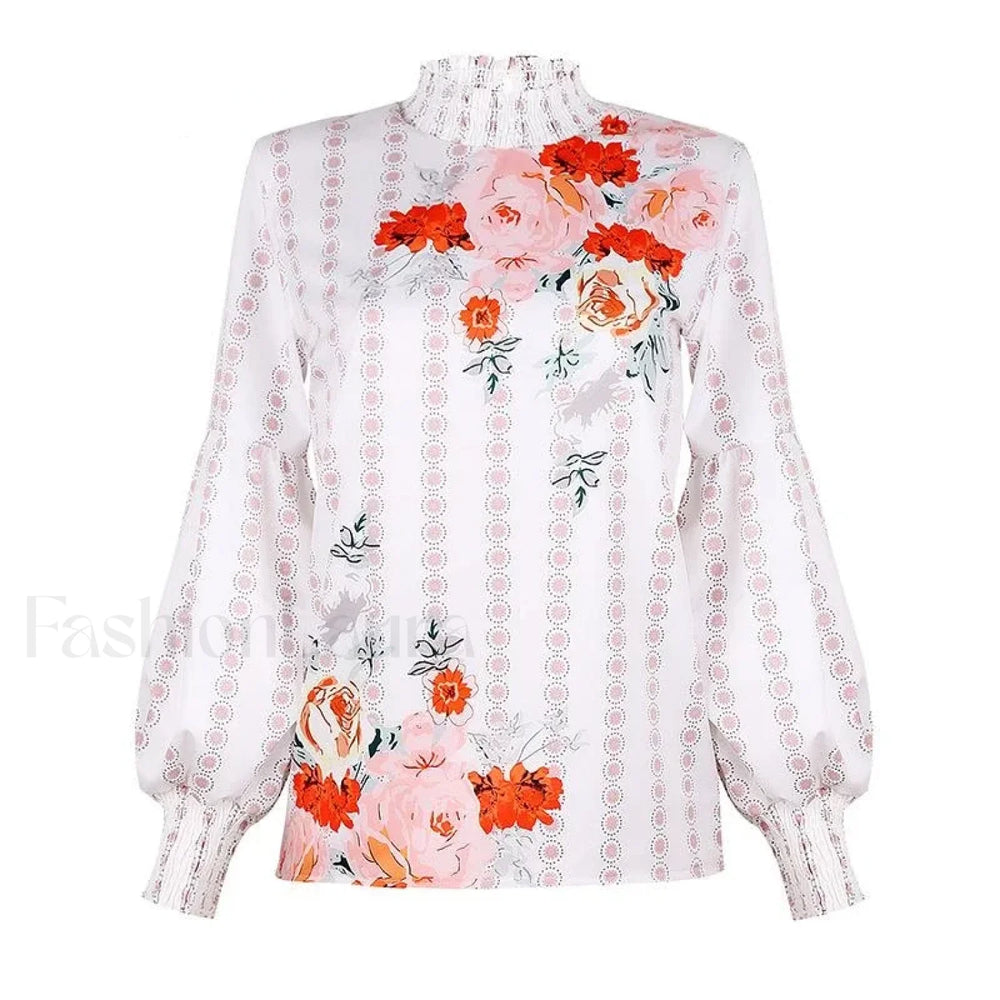 Printed Floral Korean Office Lady Blusas Blouse