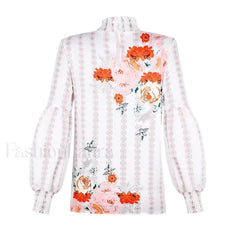 Printed Floral Korean Office Lady Blusas Blouse