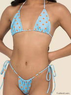 Printed Halter Triangle Bikini Set Blue / S