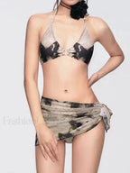 Printed Hollow Lace Three Piece Set