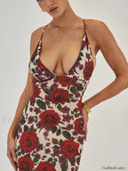 Printed Lace Up Maxi Dress