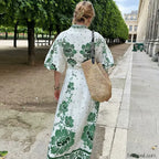 Printed Long Sleeve Boho Dress