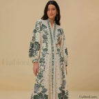 Printed Long Sleeve Boho Dress green / S