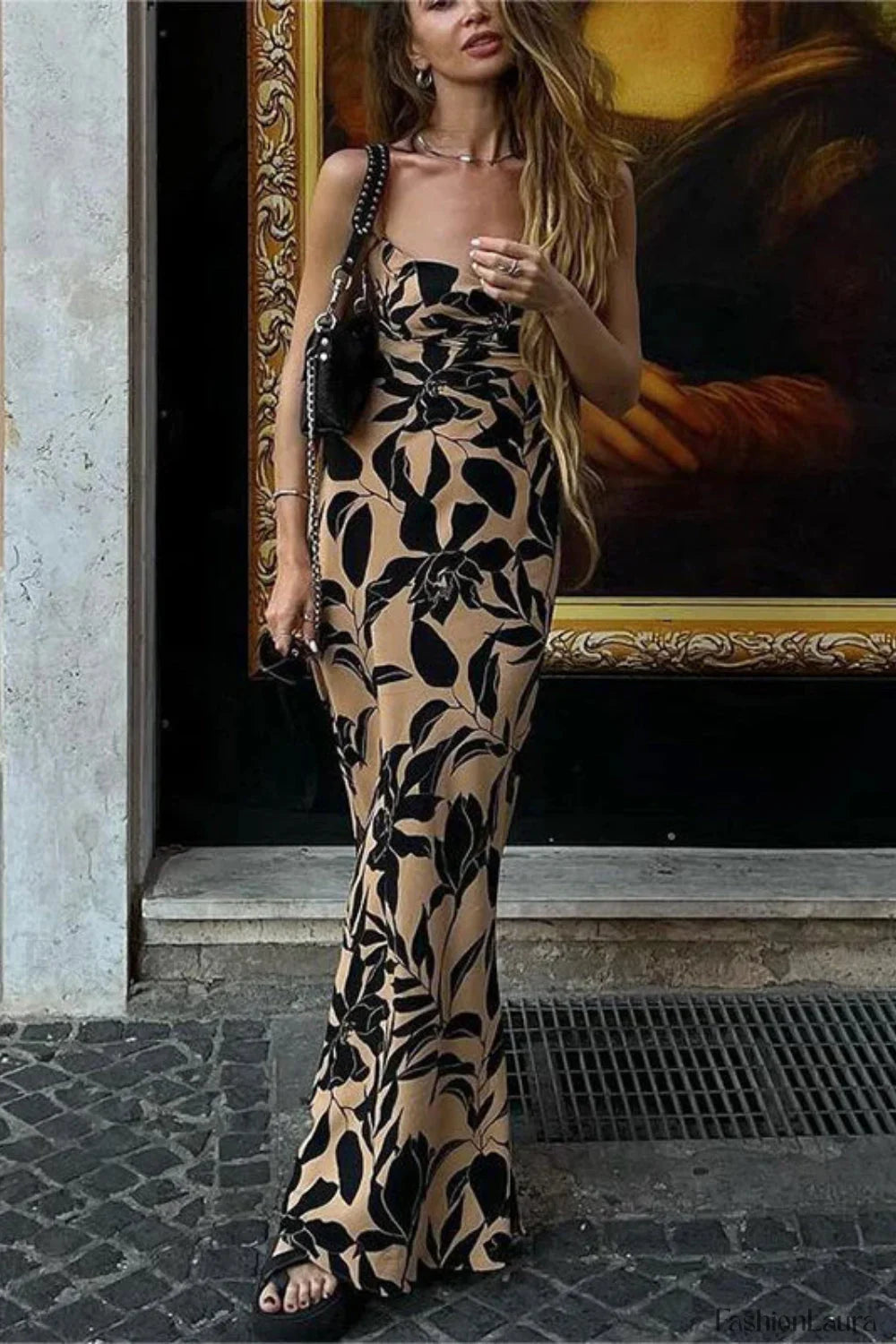 Printed Sexy Halter Strappy Spice Girl Floral Dress